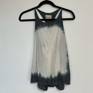 Gypsy 05 (XS) Navy White Tie Dye 100% Silk Racer Back Boho Casual Tank Top